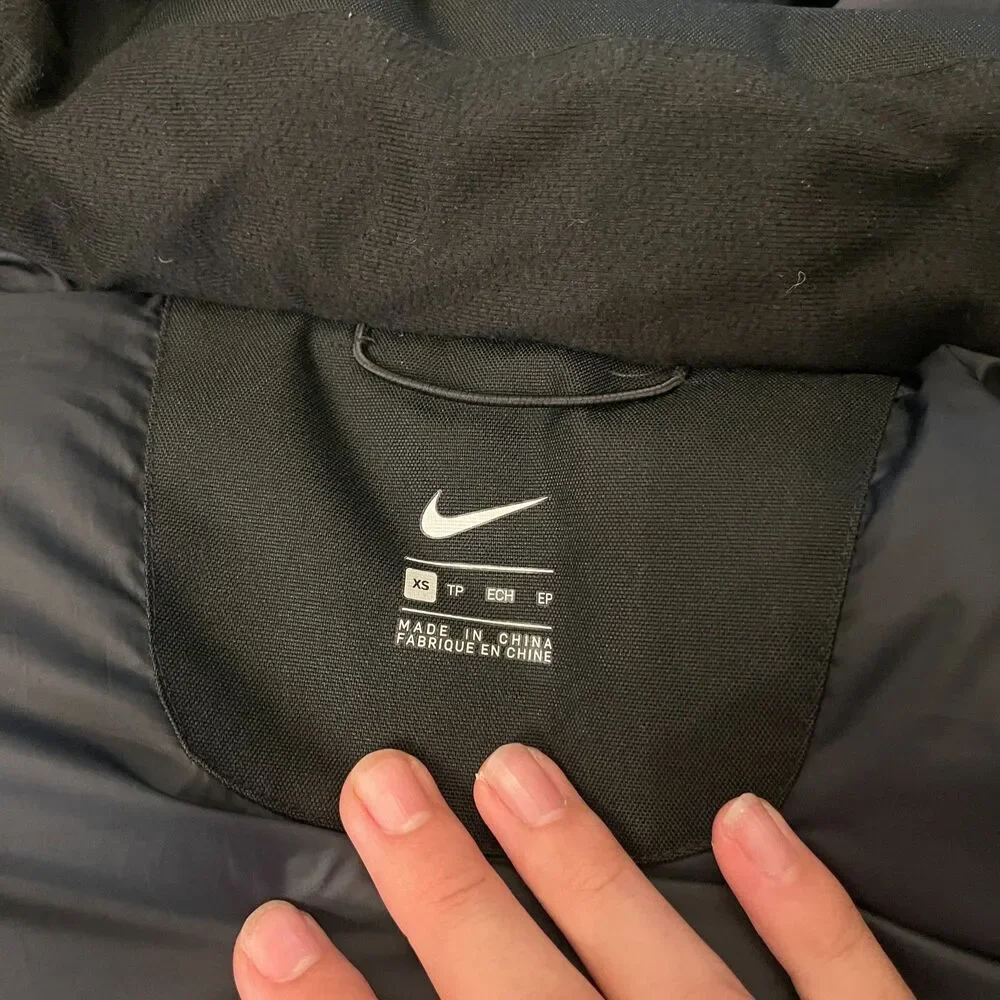 Nike Team Down 550 Fill Parka Storm Fit Hooded Zip Up Black Jacket Coat Mens XS